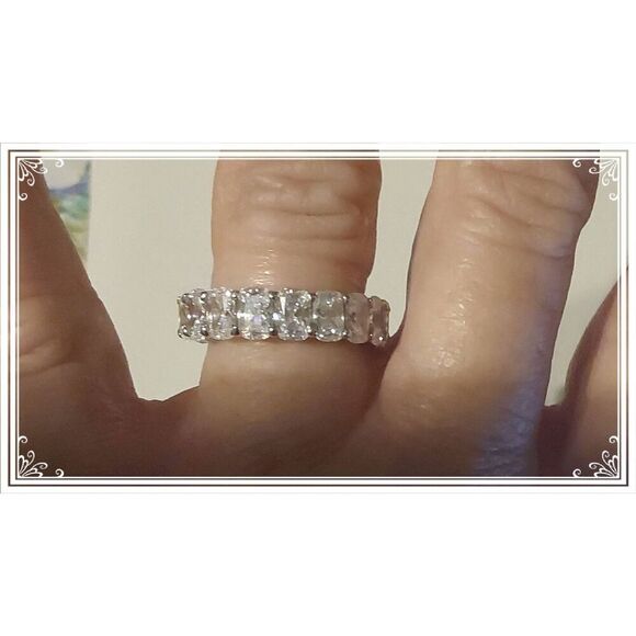 Spectacular 8.5 Ct. DIAMONIQUE Radiant Cut Eternity Style Band Ring Sz 8 - Picture 5 of 9